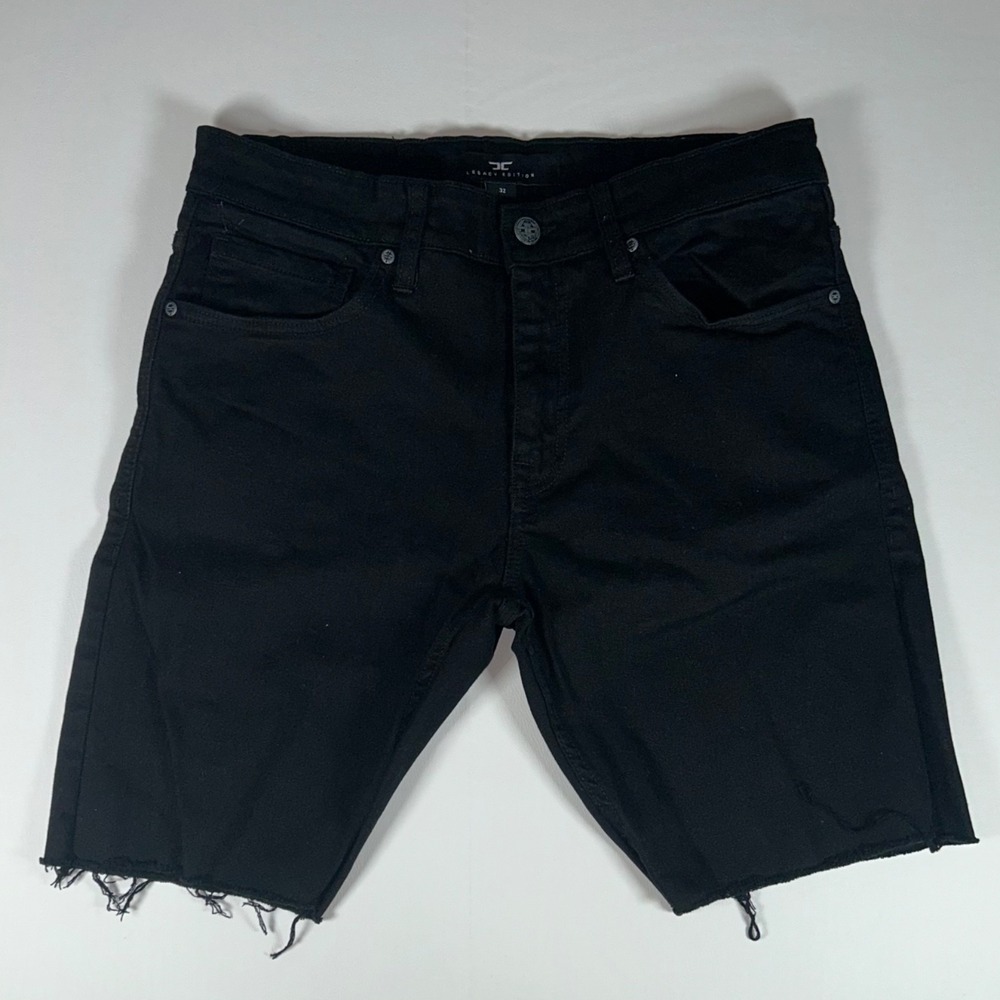 Jordan Craig Denim Shorts Mens 32 Black Gray Distressed Stretch Jorts 10 In